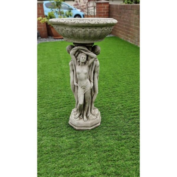 Stone Three Graces Bird Bath