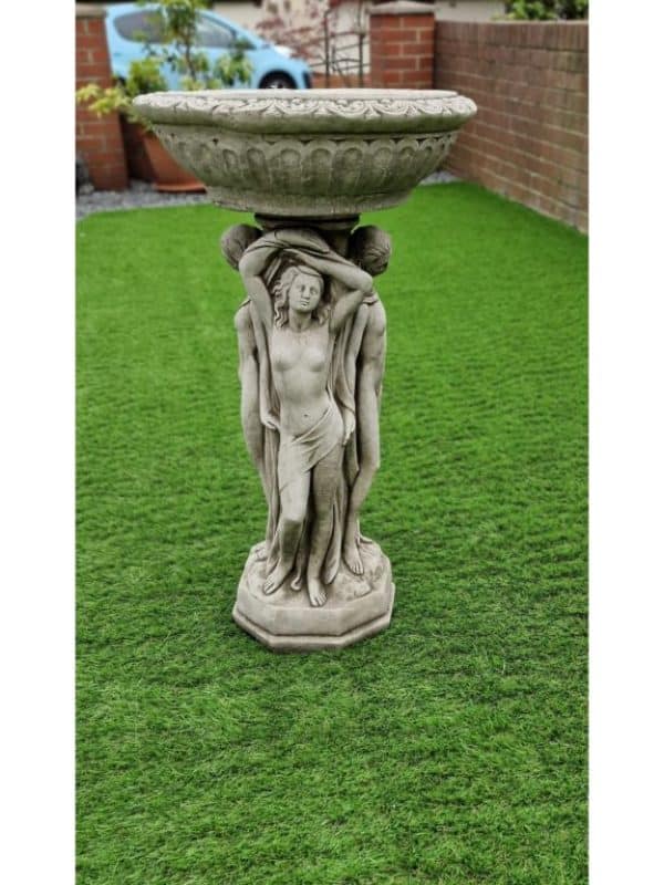 Stone Three Graces Bird Bath