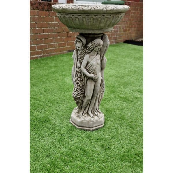 Stone Three Graces Bird Bath