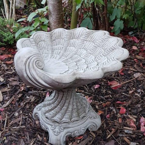 Stone Shell Sculpture Garden Bird Bath