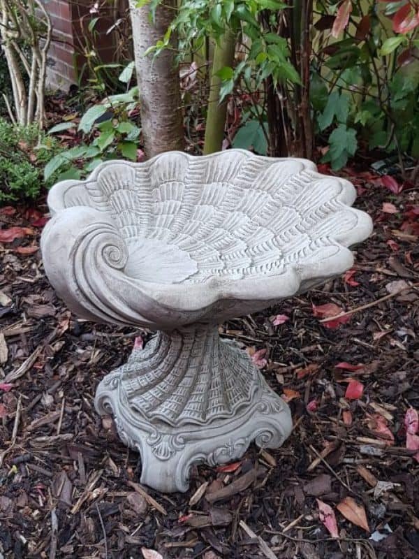 Stone Shell Sculpture Garden Bird Bath