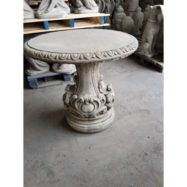 Large Round Stone Garden Table – 78 cm Diameter, Heavy Cast Concrete, Hand-Finished, Frostproof