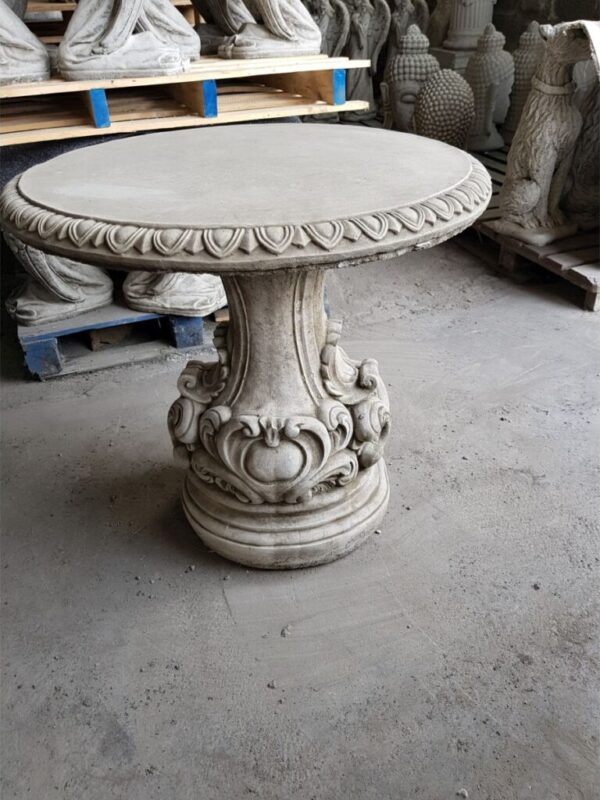 Large Round Stone Garden Table – 78 cm Diameter, Heavy Cast Concrete, Hand-Finished, Frostproof